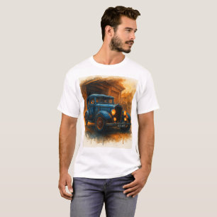 Klassischer blauer Cruiser – Vintage-Wasserfarben- T-Shirt