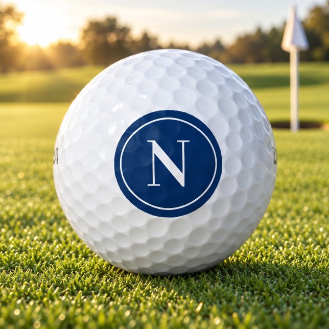 Klassischer blauer runder Monogrammanfang Golfball (Von Creator hochgeladen)
