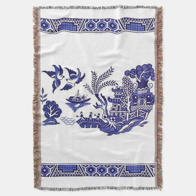 Klassischer blauer Weide-Entwurf Decke (Vorderseite Vertikal)