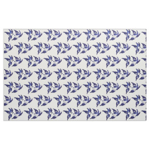 Klassischer blauer Weide-Vogel-Entwurf Stoff