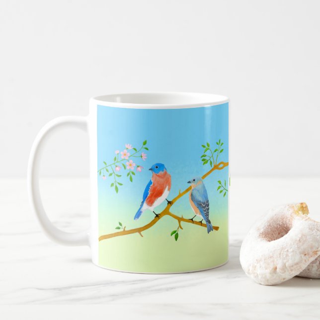 Klassischer Blaumeisen-Becher Kaffeetasse (Mit Donut)