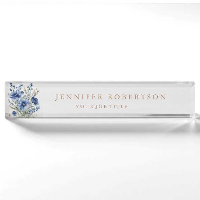 Klassischer Blumenchic, Personalisiert individuell Namensplakette (Vorderseite)