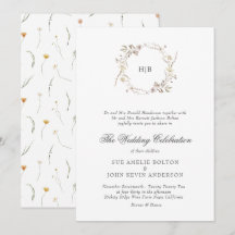 Klassischer Blumenkranz-Monogramm-Nachname Hochzei
