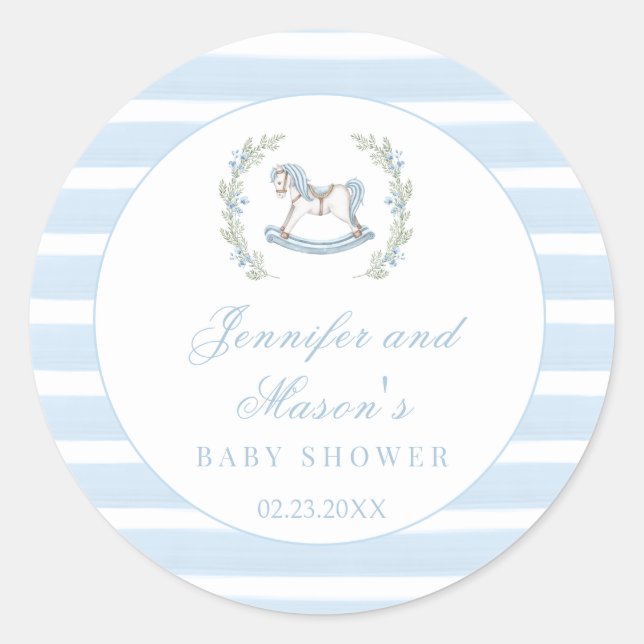 Klassischer Boho Baby Boy Dusche Runder Aufkleber (Vorderseite)