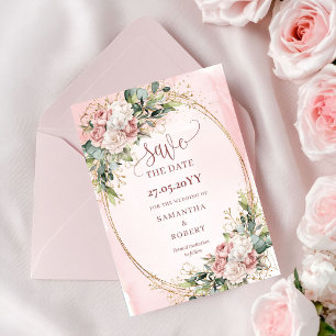 Klassischer Boho-Roségold-Eukalyptus-„Save The Dat Save The Date