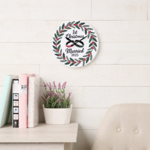 Klassischer Brautringkranz 1. Weihnachten Große Wanduhr