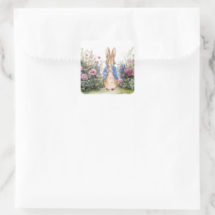 Klassischer Bunny Rabbit mit blauem Mantel Quadratischer Aufkleber