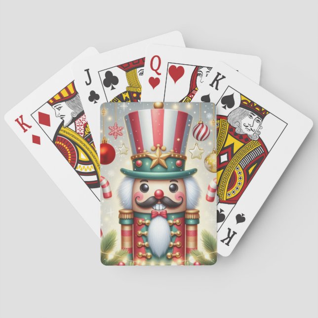 Klassischer, bunter, skurriler Weihnachtsknacker Spielkarten (Rückseite)