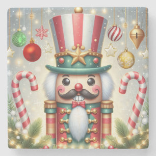 Klassischer, bunter, skurriler Weihnachtsknacker Steinuntersetzer