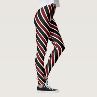 Klassischer Burgunder Schwarz Weiß Diagonale Strei Leggings
