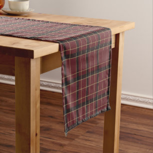 Klassischer Burgunder-Weihnachts-Tartan-Karostoff Kurzer Tischläufer