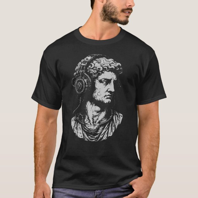 Klassischer Büste mit Steampunk-Kopfhörern T-Shirt (Vorderseite)