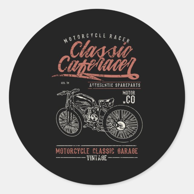 Klassischer Caferacer Runder Aufkleber (Vorderseite)