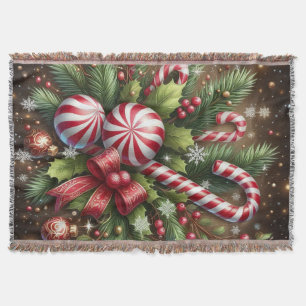Klassischer Candy Cane/Pfefferminz Weihnachtsgrün Decke
