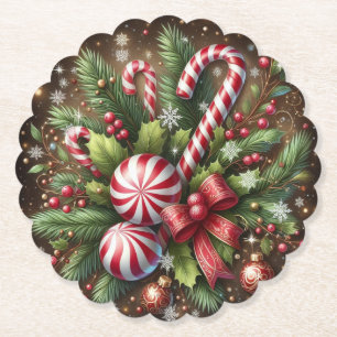Klassischer Candy Cane/Pfefferminz Weihnachtsgrün Untersetzer