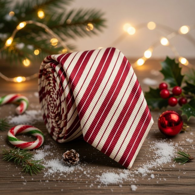 Klassischer Candy-Cane-Rot-Weiß-Diagonalgestreift Krawatte (Von Creator hochgeladen)