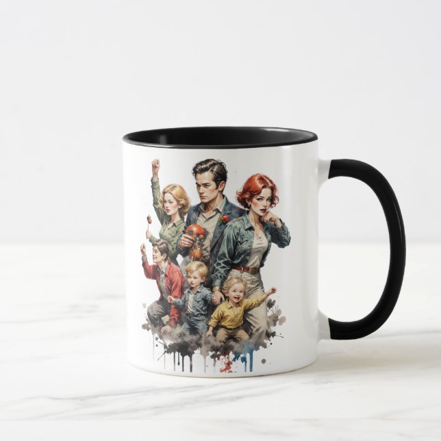 Klassischer Cartoon mit 3D-Effekten Tasse (Rechts)