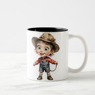 Klassischer Cartoon mit 3D-Effekten Zweifarbige Tasse