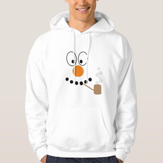 Klassischer Cartoon Snowman Face Weihnachten Hoodie (Vorderseite)
