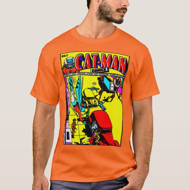 Klassischer Cat-Man-Comic-T - Shirt (Vorderseite)