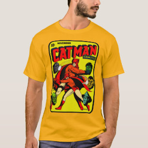Klassischer Cat-Man-Comic-T - Shirt der 40er Jahre