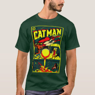 Klassischer Cat-Man-Comic-T - Shirt der 50er Jahre
