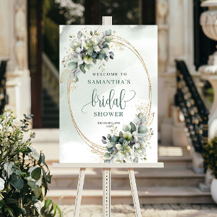 Klassischer Charme Grün Gold Brautparty Willkommen Poster