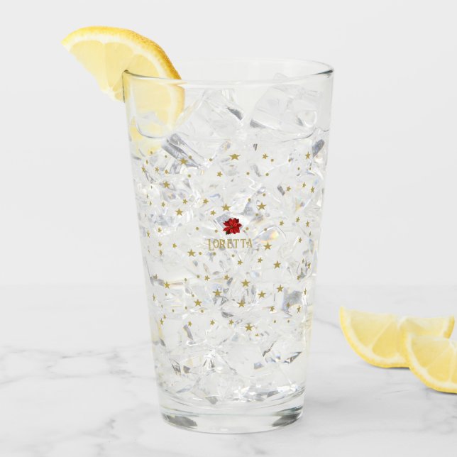 Klassischer Charme: Retro Weihnachtssterne Blume G Glas (Vorderseite Ice)