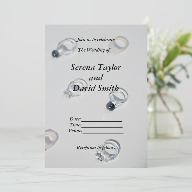 Klassischer Charme: Schwarz und Grau - Einladung z (Stehend Vorderseite)