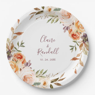 Klassischer Chic Boho Blumenhochzeit Pappteller