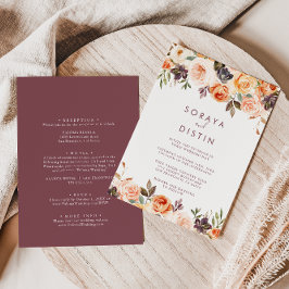 Klassischer Chic Boho Floral Back & Front Wedding Einladung