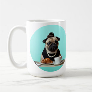 Klassischer Chic Breakfast Poster–inspirierte Pug- Kaffeetasse