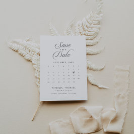 Klassischer Chic Kalligrafie QR-Code-Kalender Save The Date