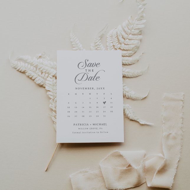 Klassischer Chic Kalligrafie QR-Code-Kalender Save The Date (Von Creator hochgeladen)