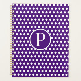 Klassischer Chic Lila Anfangsbuchstabe Polka Dot Planer