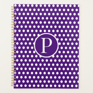 Klassischer Chic Lila Anfangsbuchstabe Polka Dot Planer