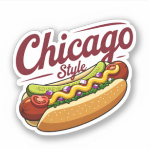 Klassischer Chicago-Style-Hot-Dog-Essensliebhaber  Aufkleber