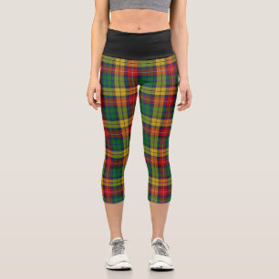 Klassischer Clan Buchanan Tartan Kariert Capri Leggings