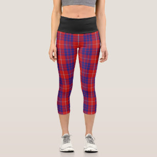 Klassischer Clan Hamilton Tartan Kariert Capri Leggings