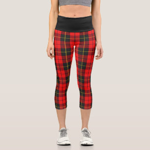 Klassischer Clan Wallace Rot-Schwarzer Tartan Karo Capri Leggings
