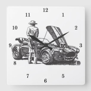 Klassischer Cobra Wagen Quadratische Wanduhr