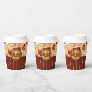 klassischer Coffee Shop und Gebäck Pappbecher