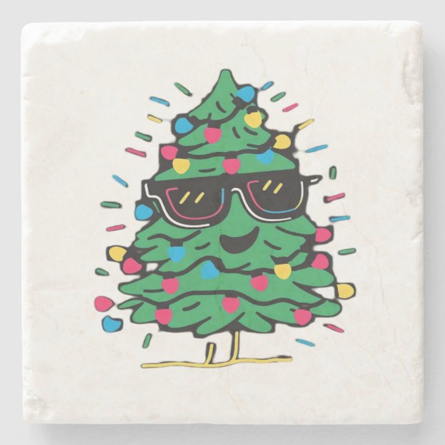 Klassischer cooler Weihnachtsbaum Steinuntersetzer (Vorderseite)