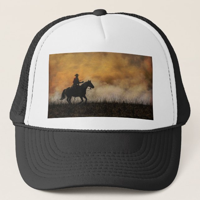 Klassischer Cowboy und Pferdepfanne Truckerkappe (Vorderseite)