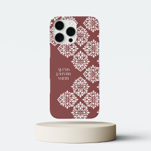Klassischer Damast abstrakt geometrisch pastellrot iPhone 16 Pro Max Hülle