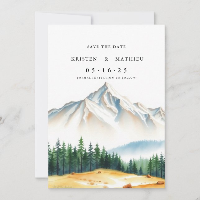 Klassischer digitaler Berg Save The Date (Vorderseite)