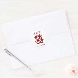 Klassischer Doppeltes Glück Chinesischer Hochzeits Runder Aufkleber