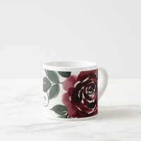 Klassischer dunkelroter Rosen-Blumen-Keramik-Spezi