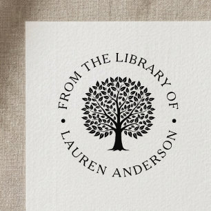 Klassischer Eichbaum aus der Bibliothek von Exlibr Permastempel