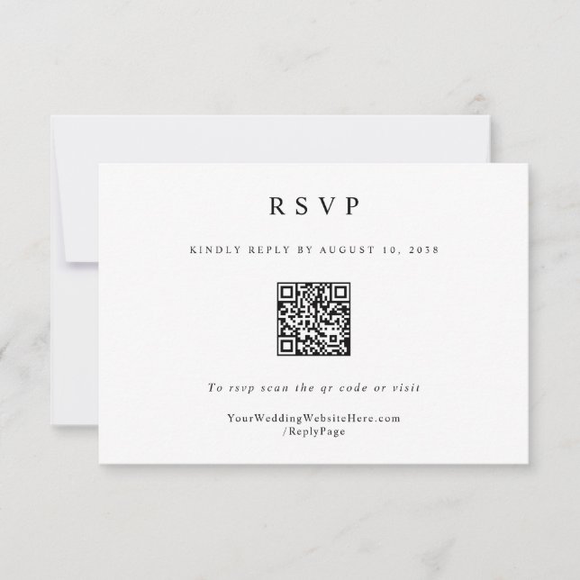 Klassischer einfacher Eleganter Moderner QR Code f RSVP Karte (Vorderseite)